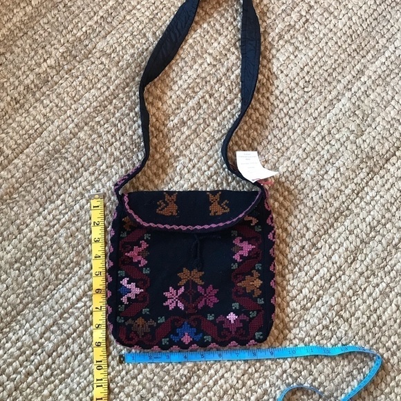 Cotton purse shoulder bag with embroidered details.  New with tags. - Picture 3 of 5